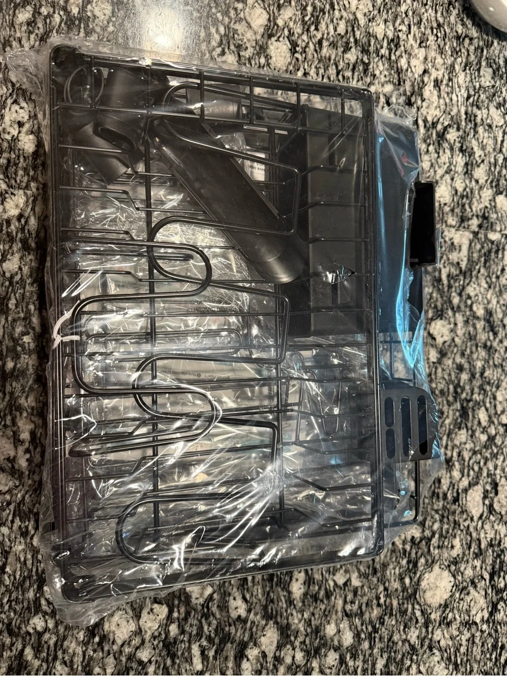Black Plastic Dish Drying Rack with Utensil Holder